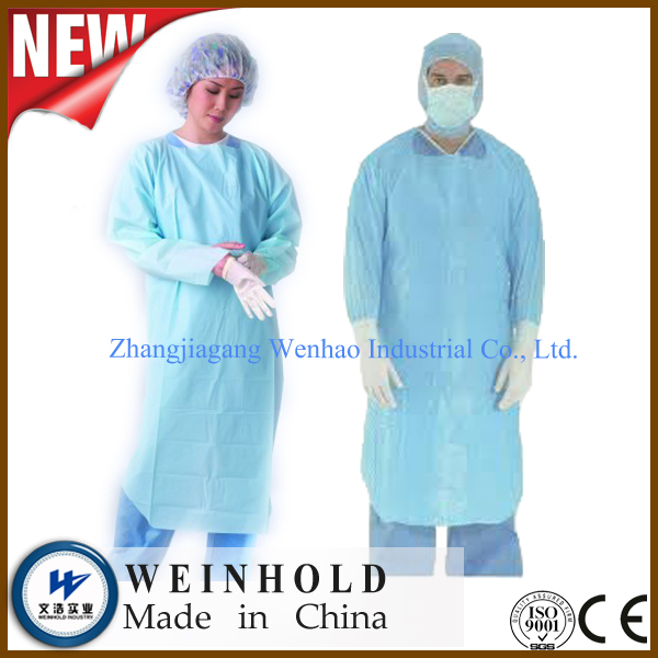 Disposable Medical Surgical Protective Isolation CPE Gown Coverall with Thumb Hook