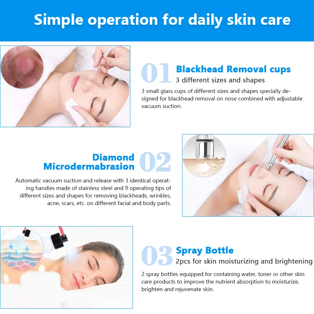 OEM/ODM Diamond Dermabrasion Oxygen Spray Vacuum Pore Cleaner Dead Skin Removal Blackhead Remover