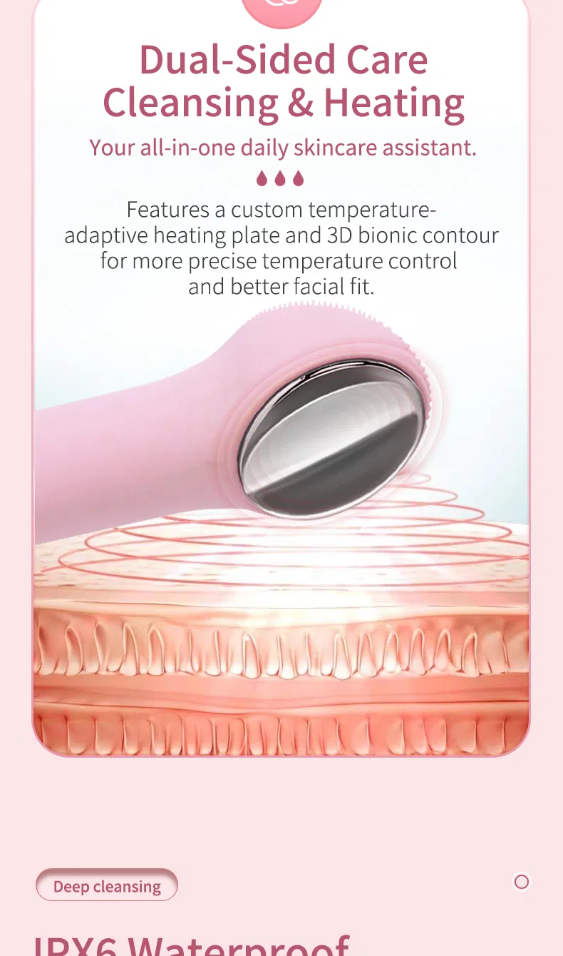 Facial Massager Face Cleaning Brush Skin Scrubber Silicone Electric Facial Cleansing Brush Waterproof Ipx7 with CE