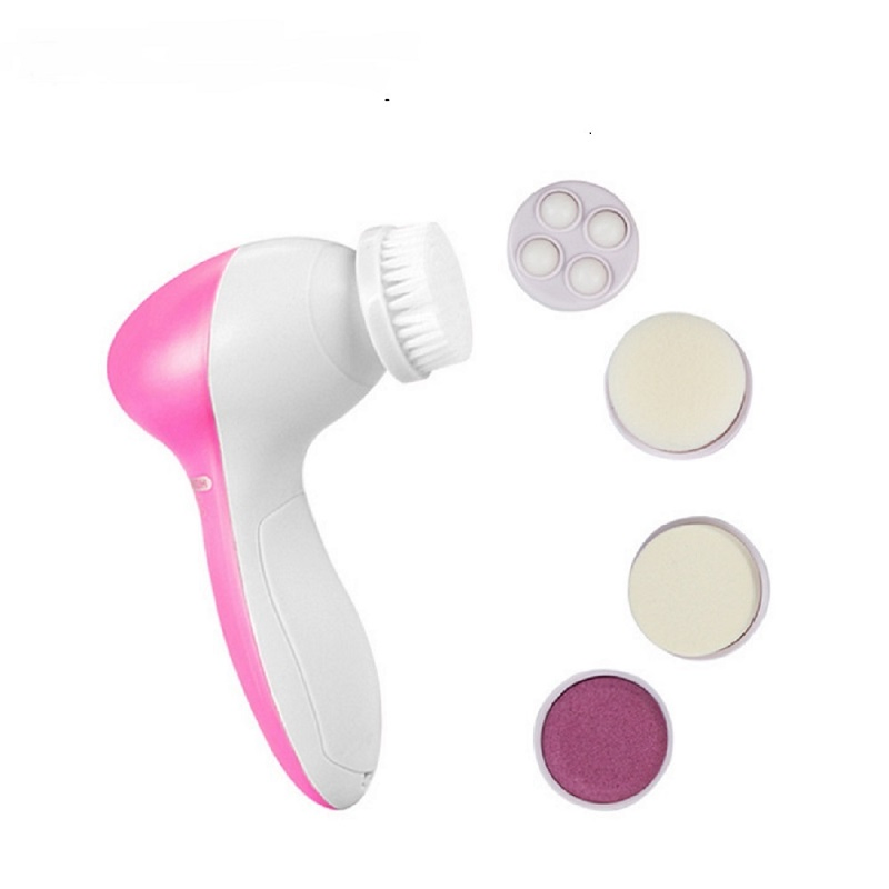 5 in 1 Electric Sonic Battery Facial Wash Deep Clean Blackhead Manual Silicone Face Cleansing Brush