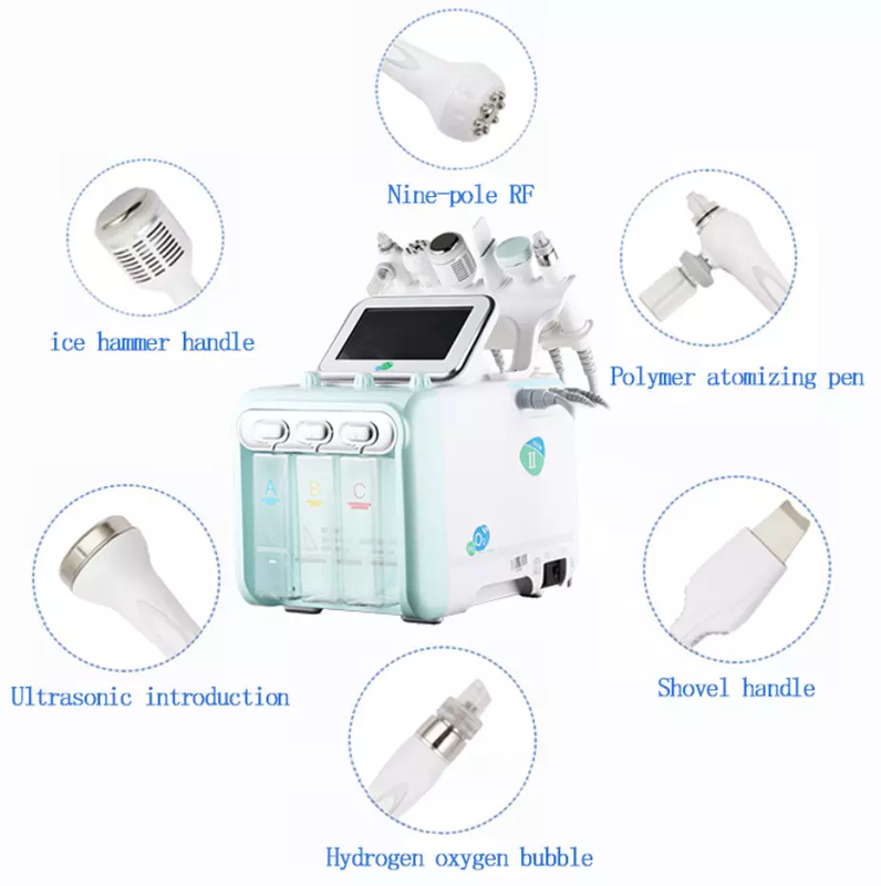 6 in 1 Hydro Microdermabrasion Machine with Bubble Cleaner Pen for Professional Salon Deep Pore Cleansing