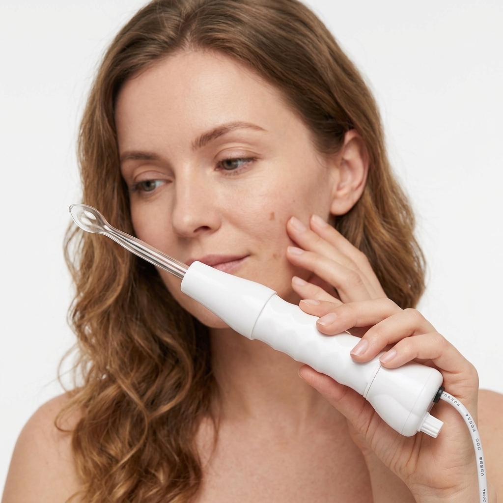 Portable High Frequency Electrotherapy Wand 4 Glass Tubes Acne Removal Multi Standard Plug Facial Beauty Device
