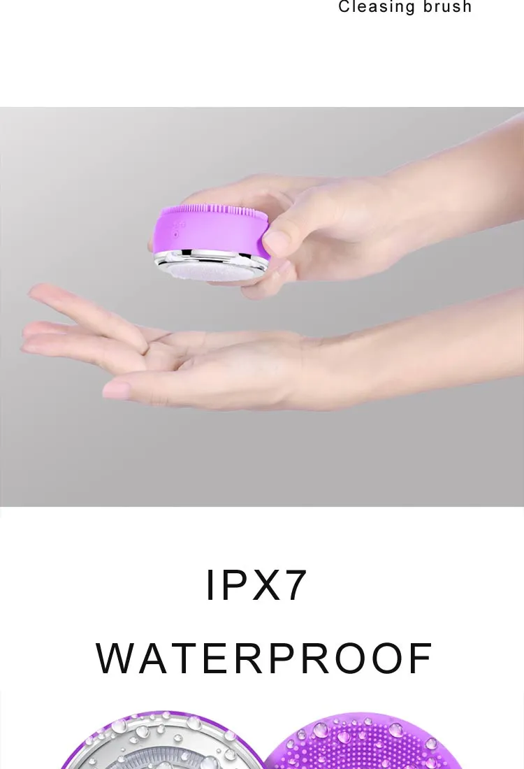Waterproof Portable Electric Cleanser Rechargeable Silicone Face Scrub Device Facial Cleansing Brush