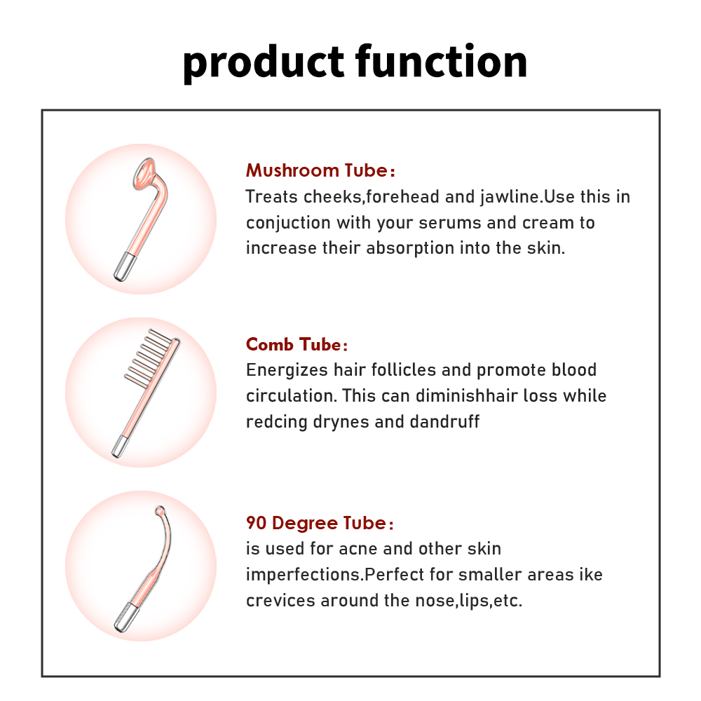 6 in 1 Hand Held High Frequency Electrode Facial Wand Mini Microcurrent Face Lifting Device Skin Tightening Anti Aging Head Use