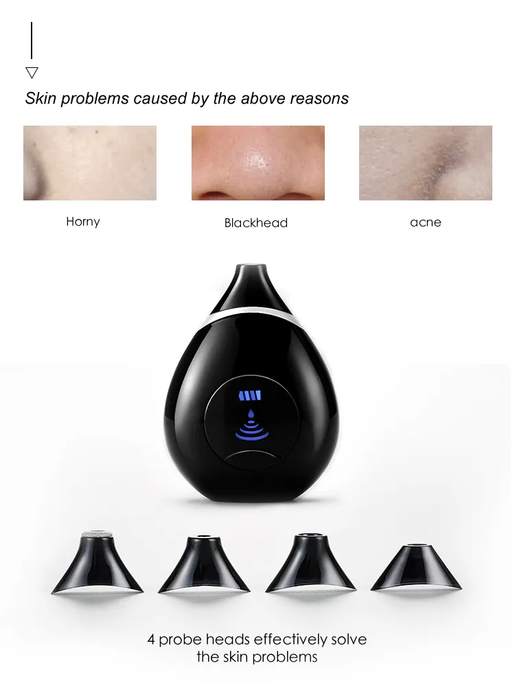 Portable USB Rechargeable Facial Pore Cleaner Electric Remover Vacuum Exfoliating Spatula Blackhead Scraping Tool