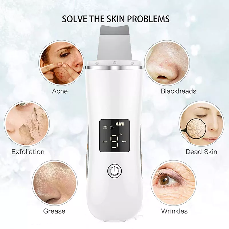 Private Label Professional 24kHz Ultrasonic Skin Scrubber Deep Exfoliation Electrical Ultrasonic Skin Scrub Facial Massage