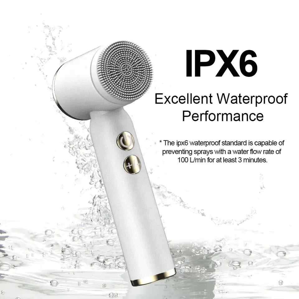Electric LCD Display Screen Facial Scrub Brush Vibrating Silicon Face Cleansing Brush