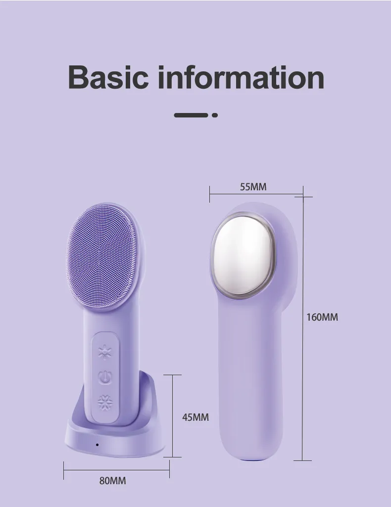 Professional Electric Face Cleansing Device Brush for Home Use Facial Cleaning Brush Silicone Face Scrubber Wash Brush Warm Function Facial Cleaning System
