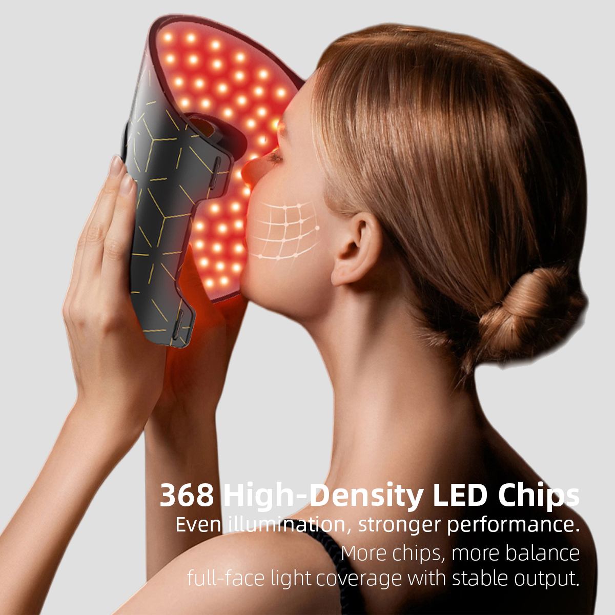 Redfy Own Brand Handheld Facial Neck Beauty Device Led Photon Nir Infra Red Light Therapy Mask Silicone Health Care Portable