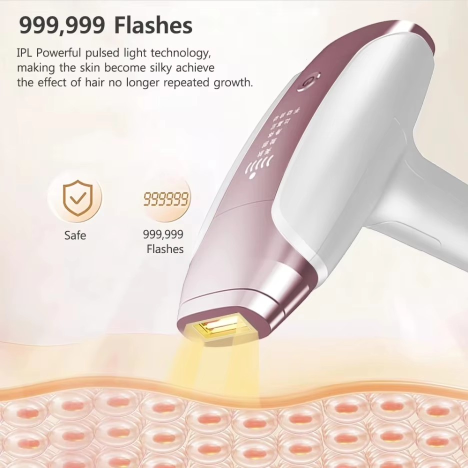 PAKISS Rechargeable Wireless IPL Hair Reduction Device with Interchangeable Acne Care and Skin Revitalization Heads