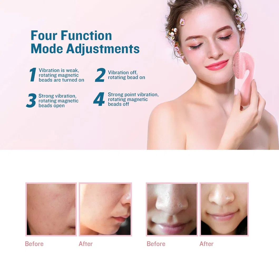 Electric Rechargeable Waterproof Ipx7 Silicone Facial Cleansing Brush with Magnetic Charging Base for Deep Cleaning - Detail 2