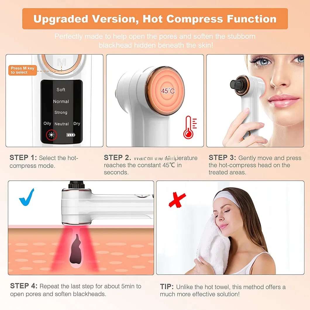 Acne Remove Tool USB Rechargeable Electric Deep Facial Pore Cleaner Vacuum Blackhead Remover