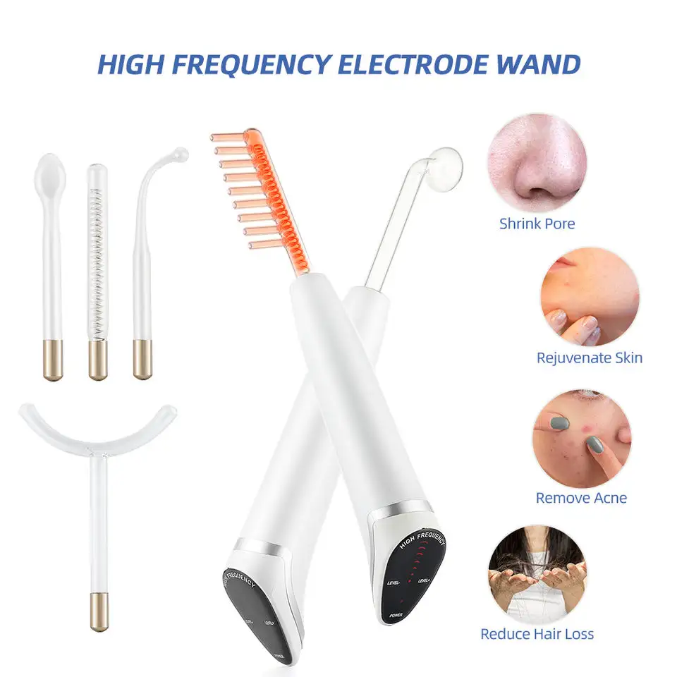 4 in 1 Orange Violet Ray Wand Facial Beauty Ozone Therapy High Frequency