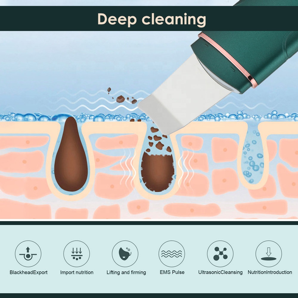 Waterproof Pore Clean Exfoliator Ultrasonic Skin Scrubber Ultrasonic Skin Shovel Face Scrubber with Mist for for Home and Salon