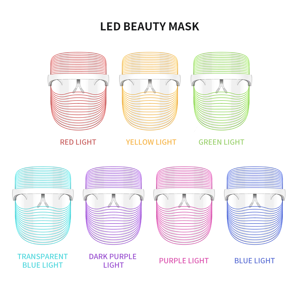 Skin Beauty LED Light Facial Mask 7 Color Photon Beauty Device for Body Anti-Aging Rejuvenation and Whitening Therapy
