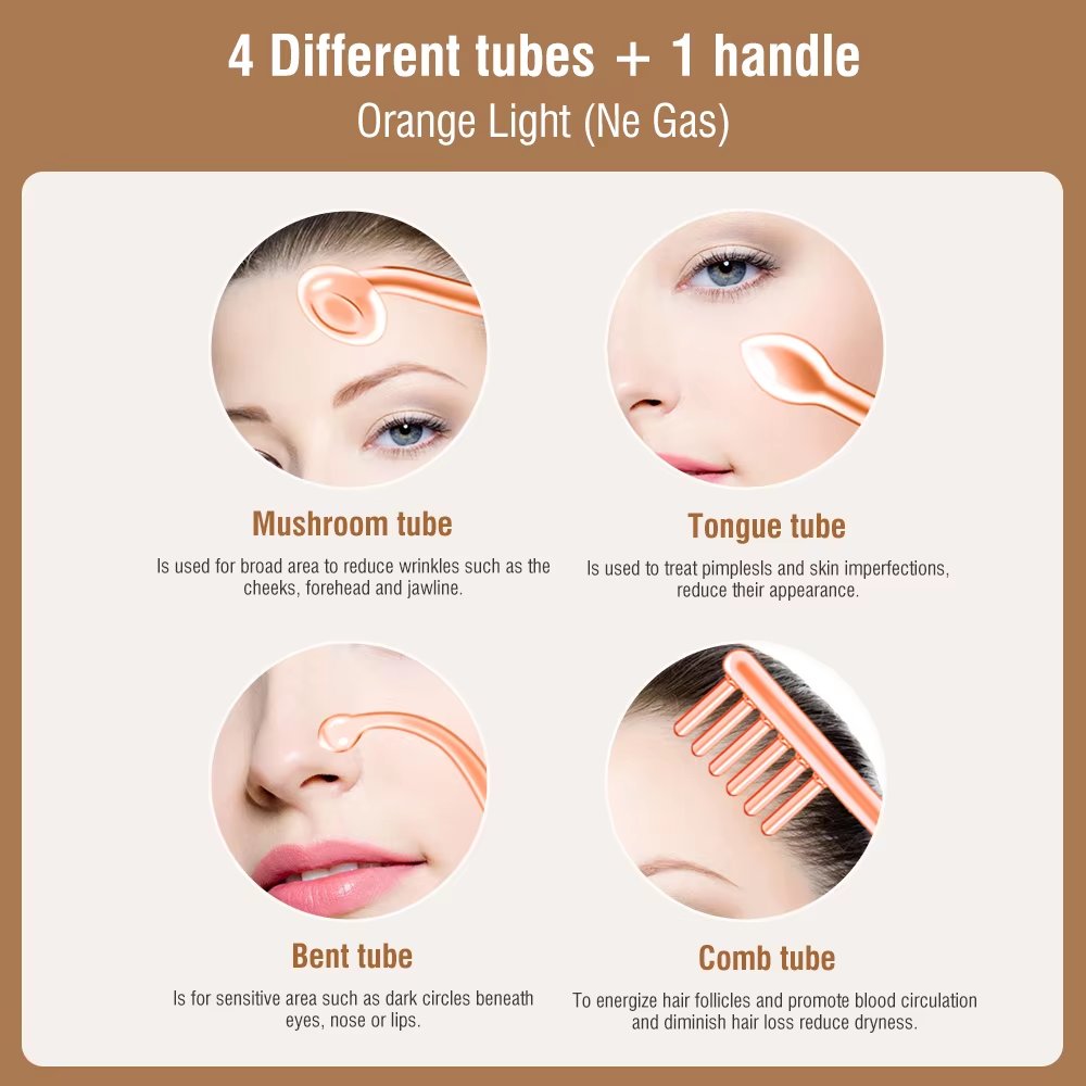 Wireless 4 in 1 Handheld Skin Rejuvenation High Frequency Wand Electrotherapy Facial Device