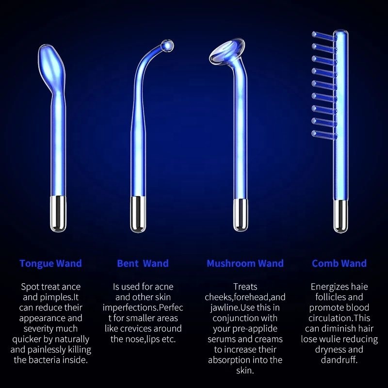 Facial Wand 4 in 1 Portable High Frequency Therapy Wand High Frequency Machine