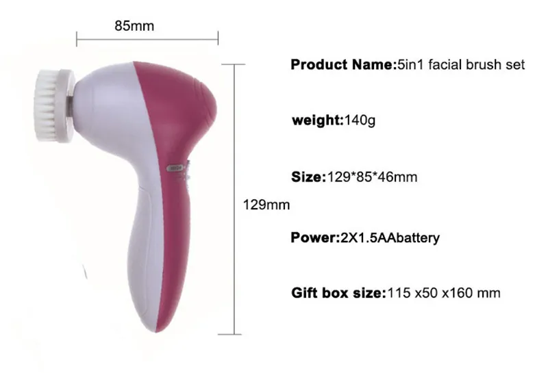 5 in 1 Electric Sonic Battery Facial Wash Deep Clean Blackhead Manual Silicone Face Cleansing Brush