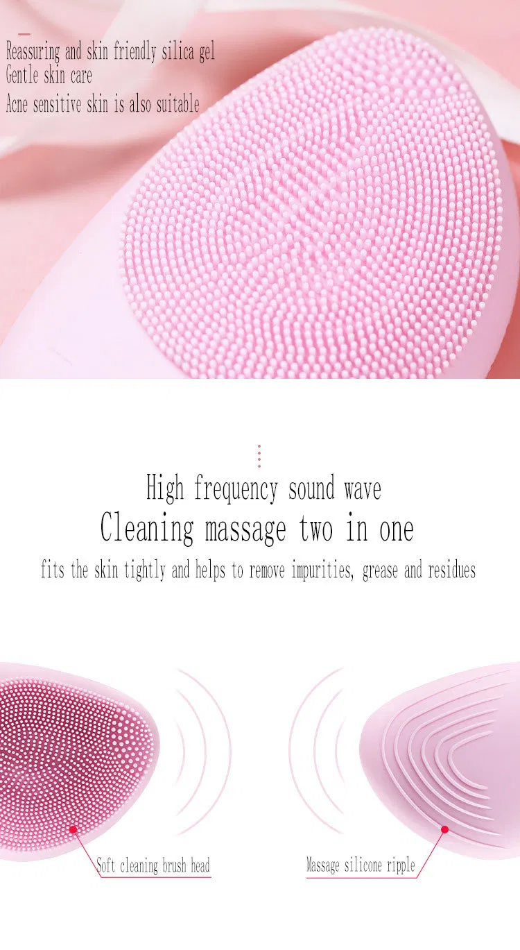 Mini Waterproof Portable Electric Silicone Exfoliator Facial Cleansing Brush