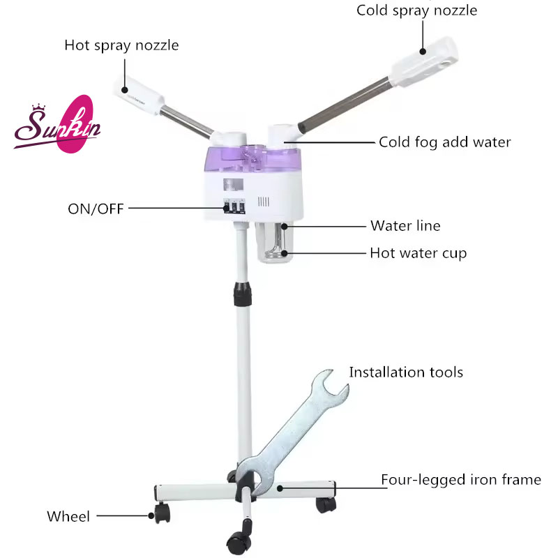 High Quality Double Tube Hot and Cold Spray Machine Professional Salon Face Steamer Skin Hydration Spa Equipment