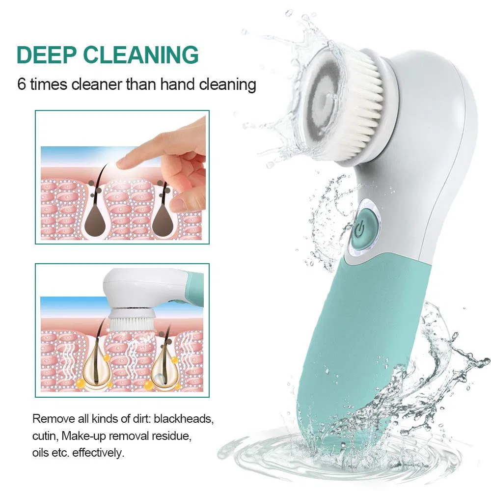Electric Facial Cleansing Brush with 3 Interchangeable Exfoliating Heads