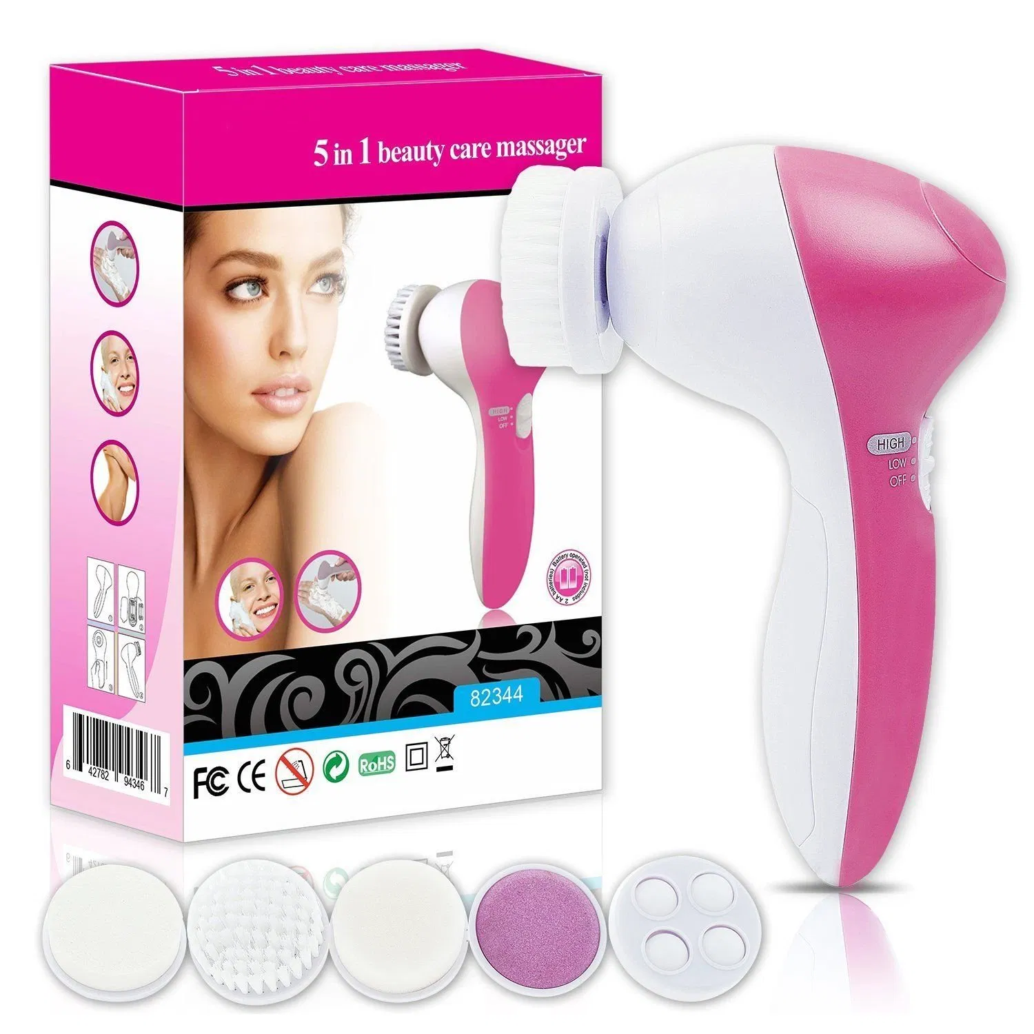 Multi-Functional Electrical 5 in 1 Skin Face Deep Wash Cleanser Massager Electric Facial Cleansing Brush Silicone