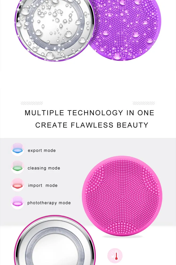 Waterproof Portable Electric Cleanser Rechargeable Silicone Face Scrub Device Facial Cleansing Brush
