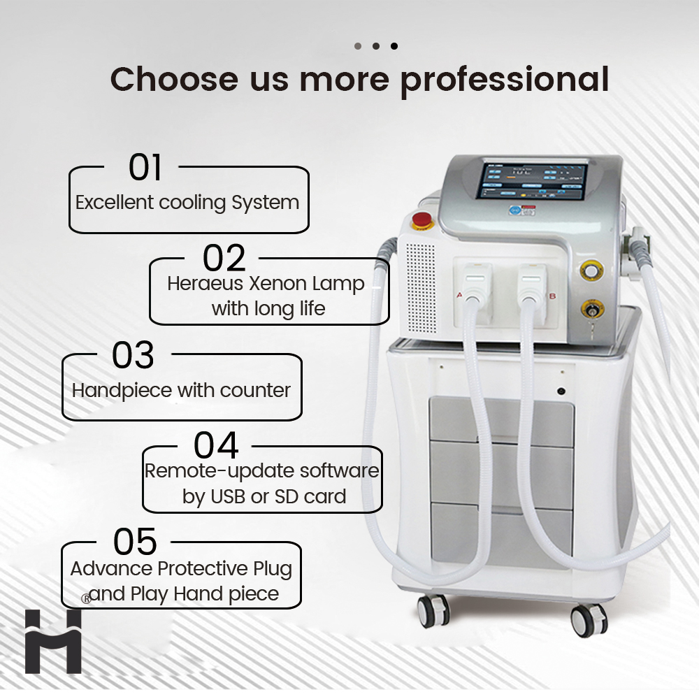 Huamei Professional Touch Screen IPL Laser Hair Removal Machine RF Hair Removal and Skin Care Skin Rejuvenation with Filters