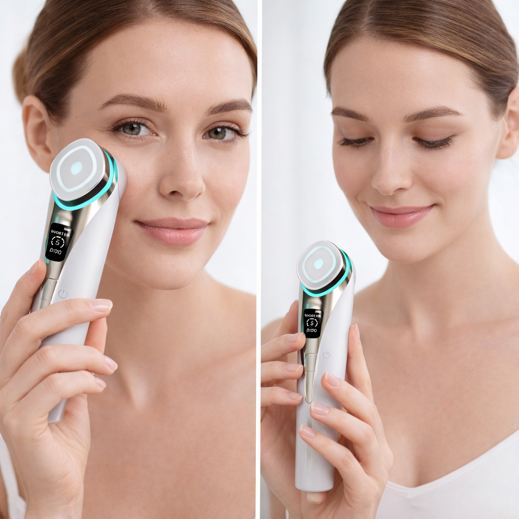 Facial Beauty Device Electroporation Microcurrent Lifting Hot/Cold Compress Skin Rejuvenation Anti-Aging USB Rechargeable TFT