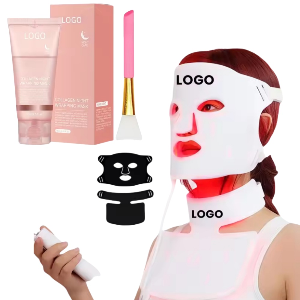 LED Light Therapy Facial Mask Red Light & Peel-Off Cream Crystal Face Mask