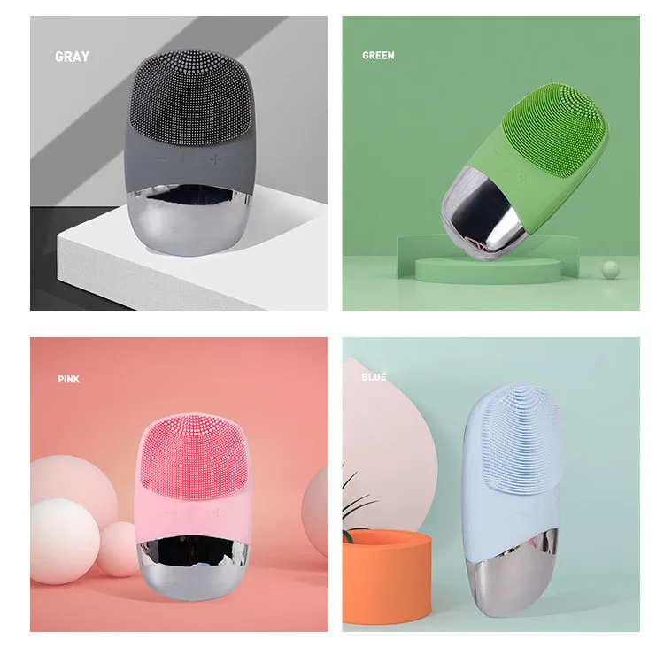 Waterproof Face Brush Sonic Vibration Electric Silicone Facial Cleansing Brush for Deep Cleaning