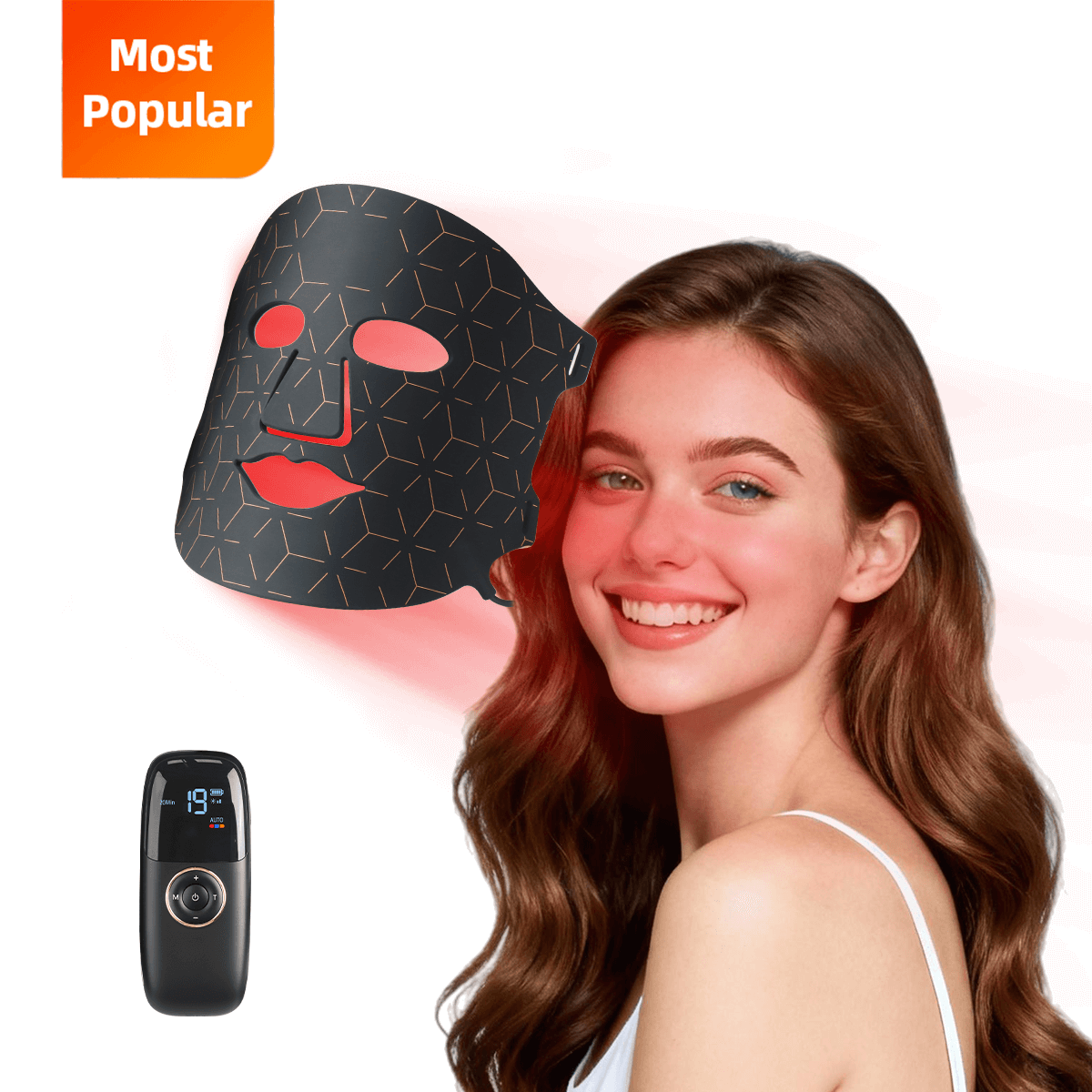 Redfy Own Brand Handheld Facial Neck Beauty Device Led Photon Nir Infra Red Light Therapy Mask Silicone Health Care Portable