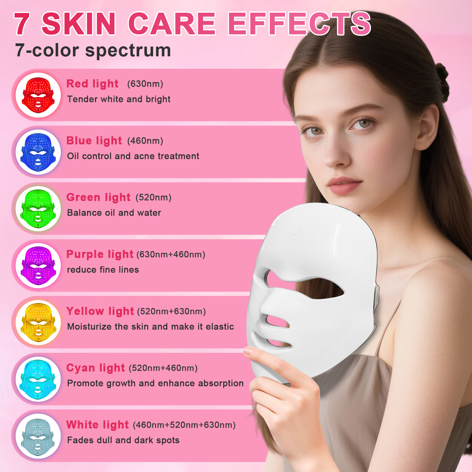 Led Mask 7-Color Wireless LED Light Therapy Anti-Aging Acne Treatment Facial Massager Skin Led Face Mask Led Facial Masks