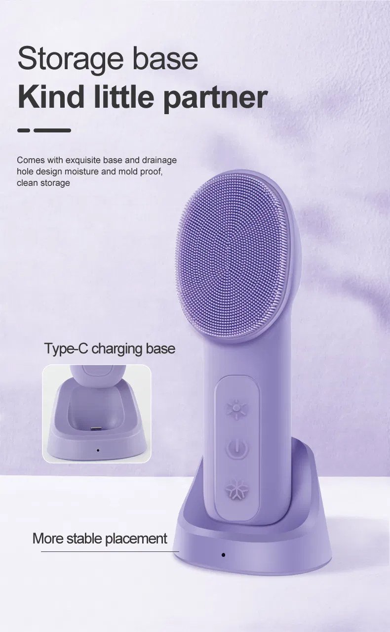 Professional Electric Face Cleansing Device Brush for Home Use Facial Cleaning Brush Silicone Face Scrubber Wash Brush Warm Function Facial Cleaning System