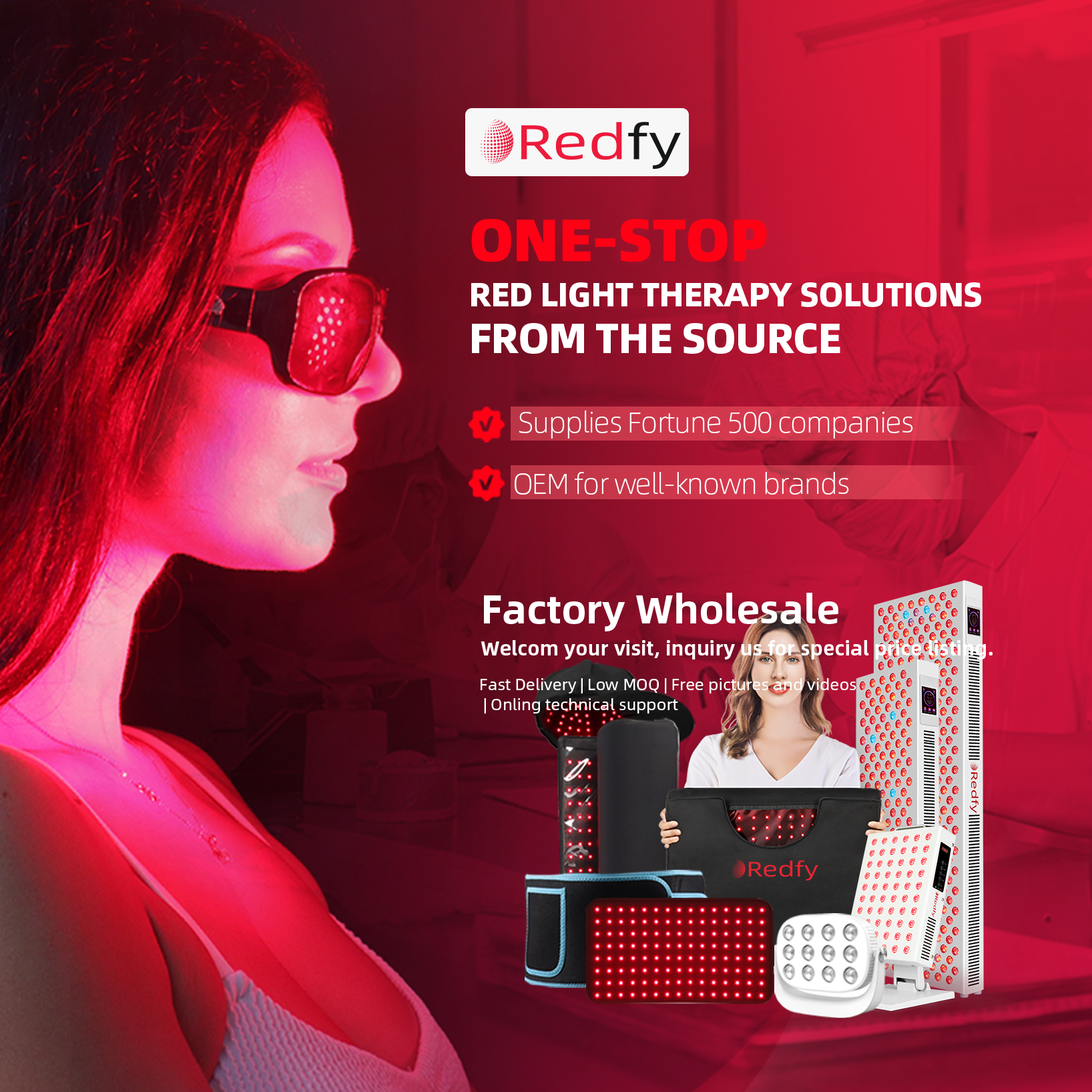Redfy Own Brand Handheld Facial Neck Beauty Device Led Photon Nir Infra Red Light Therapy Mask Silicone Health Care Portable