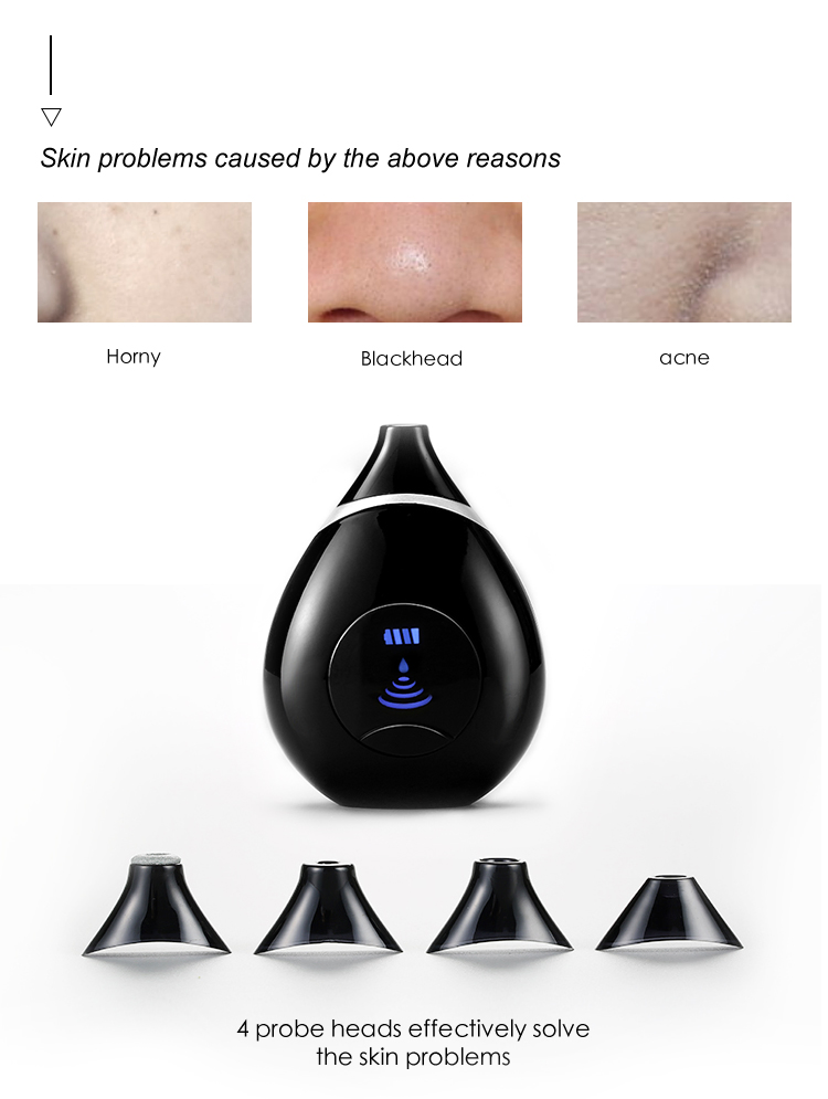 Portable USB Rechargeable Facial Pore Cleaner Electric Remover Vacuum Exfoliating Spatula Blackhead Scraping Tool