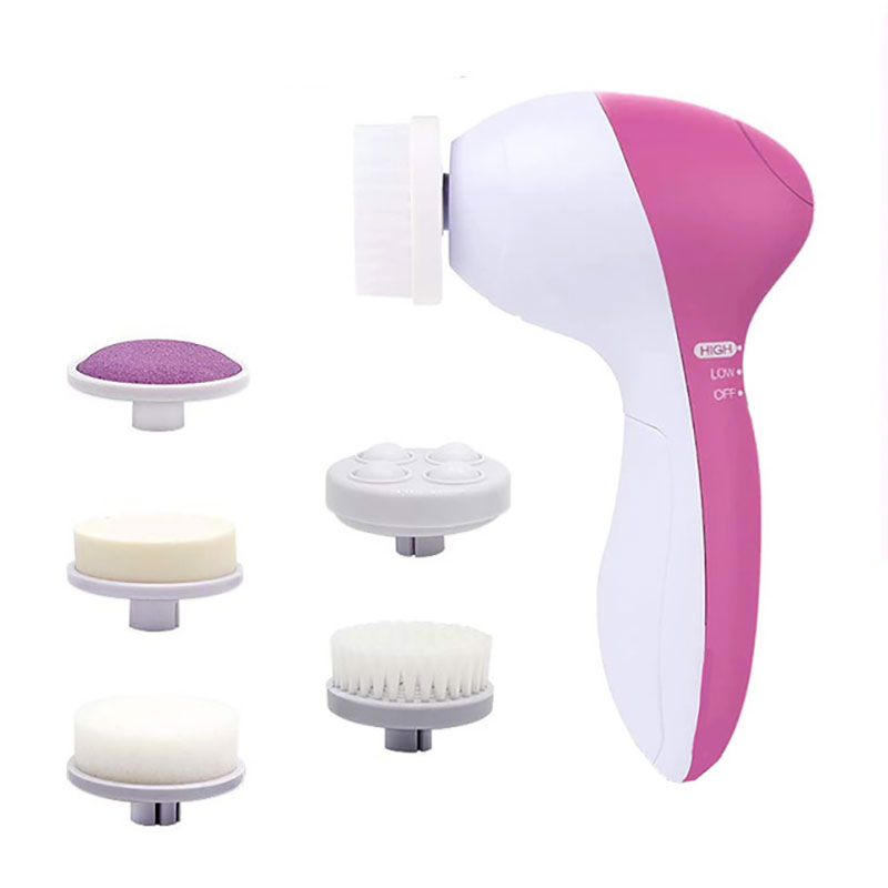 Multi-Functional Electrical 5 in 1 Skin Face Deep Wash Cleanser Massager Electric Facial Cleansing Brush Silicone