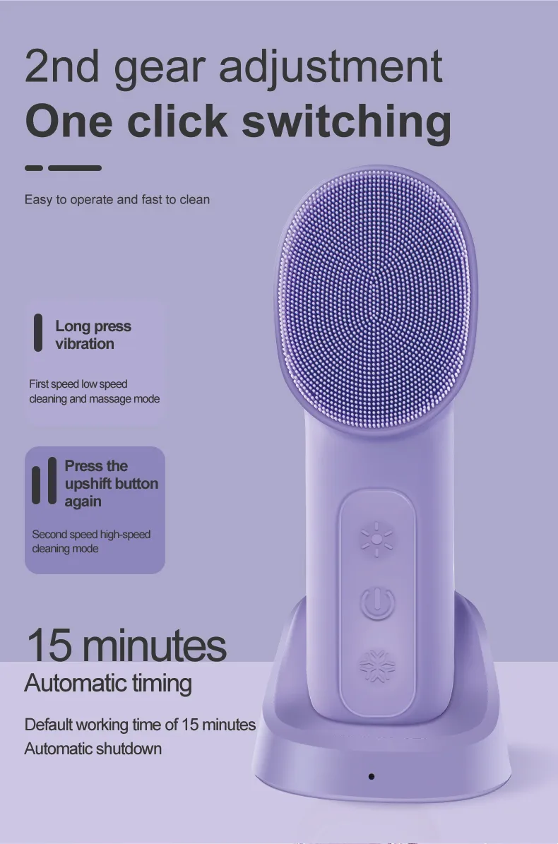 Professional Electric Face Cleansing Device Brush for Home Use Facial Cleaning Brush Silicone Face Scrubber Wash Brush Warm Function Facial Cleaning System