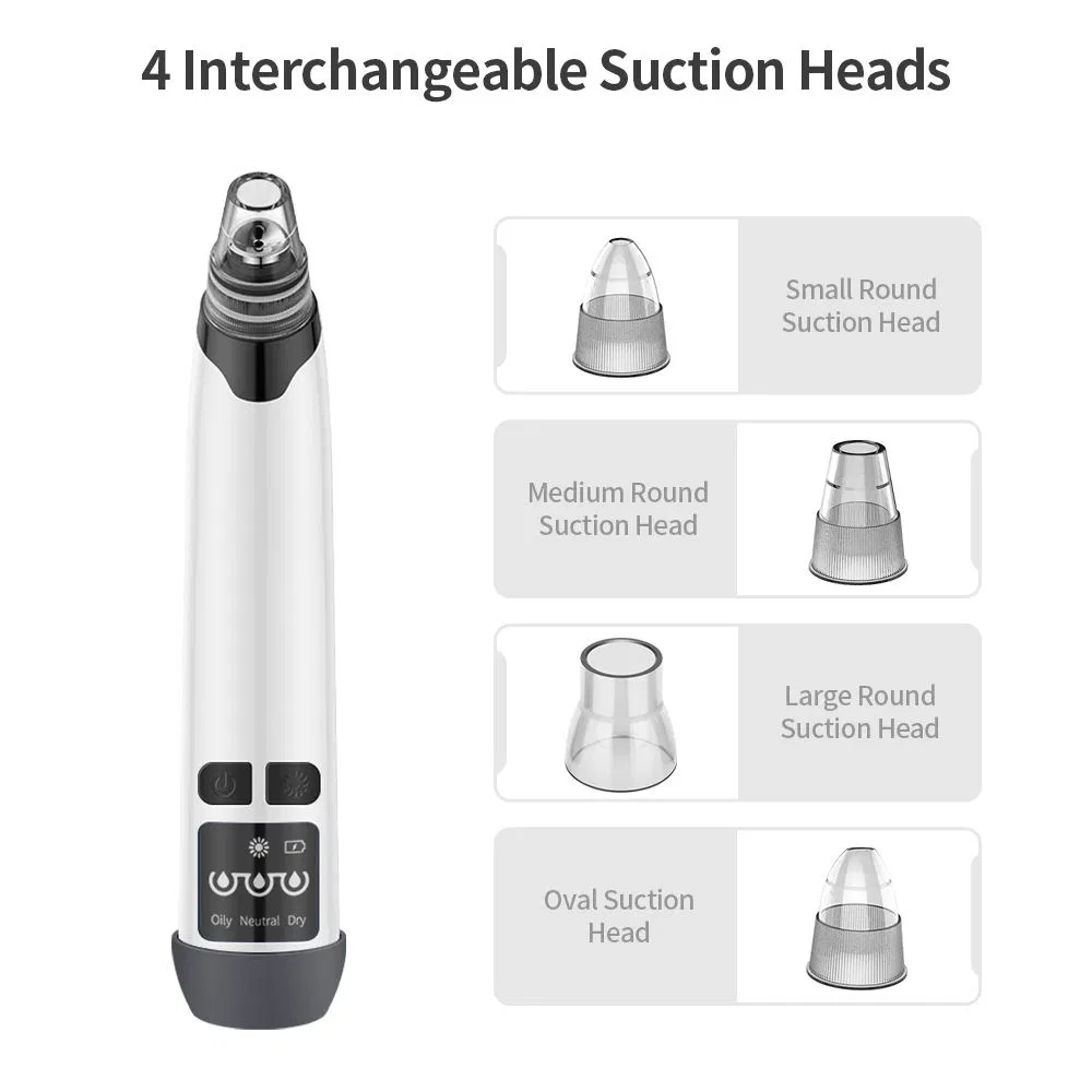 Rechargeable Black Head Removal Device Vacuum Suction Nose Pore Cleaner Electric Blackhead Remover with Heat
