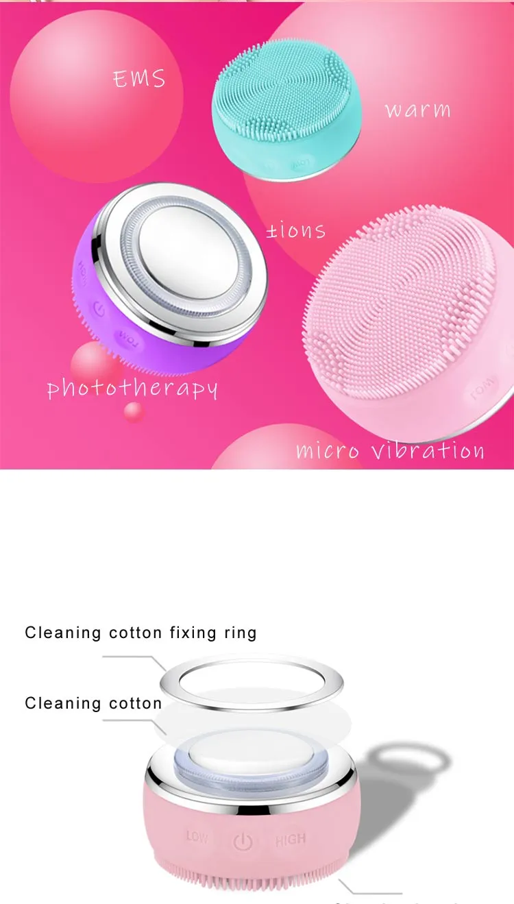 Waterproof Portable Electric Cleanser Rechargeable Silicone Face Scrub Device Facial Cleansing Brush