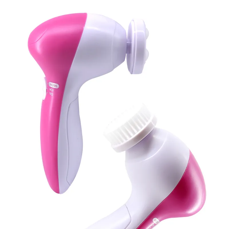 5 in 1 Electric Sonic Battery Facial Wash Deep Clean Blackhead Manual Silicone Face Cleansing Brush