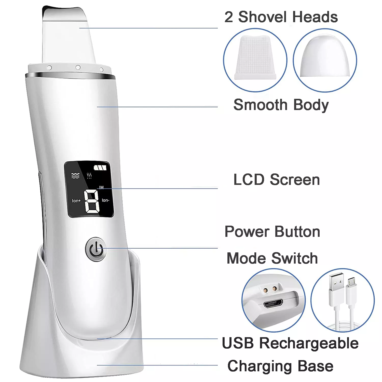 Private Label Professional 24kHz Ultrasonic Skin Scrubber Deep Exfoliation Electrical Ultrasonic Skin Scrub Facial Massage