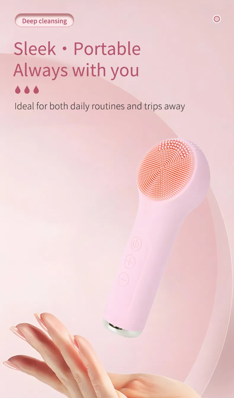 Facial Massager Face Cleaning Brush Skin Scrubber Silicone Electric Facial Cleansing Brush Waterproof Ipx7 with CE