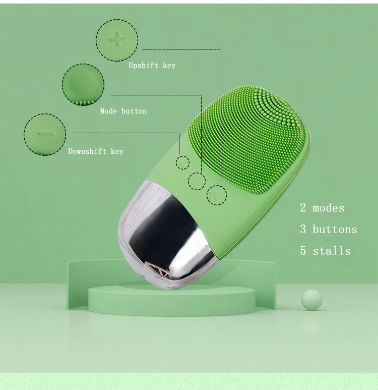 Waterproof Face Brush Sonic Vibration Electric Silicone Facial Cleansing Brush for Deep Cleaning