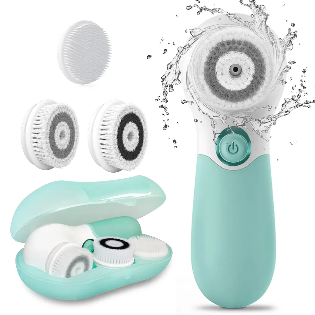 Electric Facial Cleansing Brush with 3 Interchangeable Exfoliating Heads
