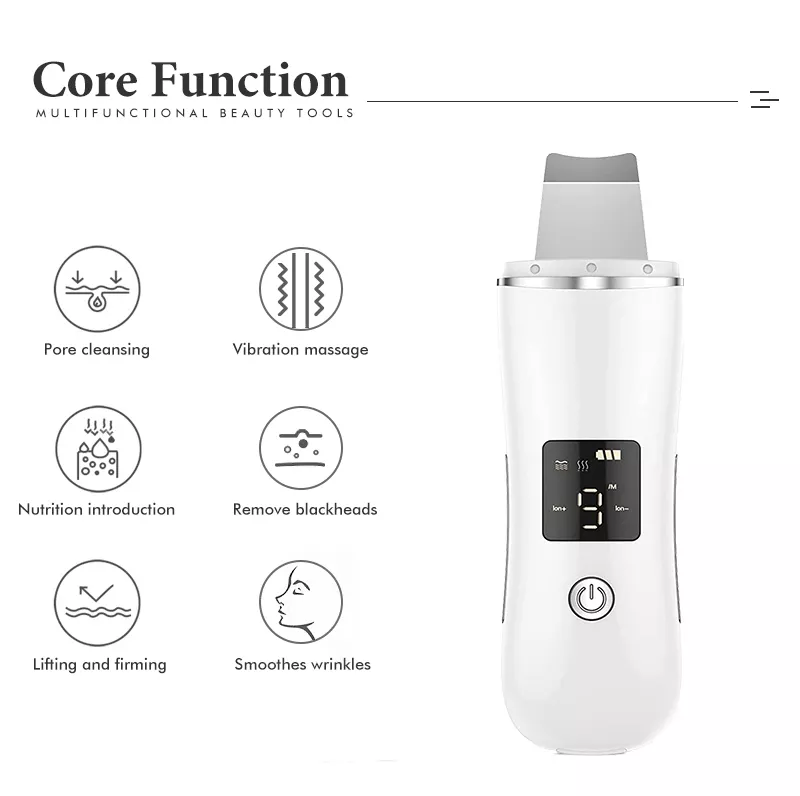 Private Label Professional 24kHz Ultrasonic Skin Scrubber Deep Exfoliation Electrical Ultrasonic Skin Scrub Facial Massage