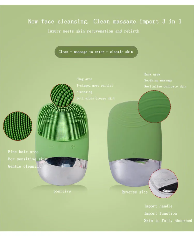 Waterproof Face Brush Sonic Vibration Electric Silicone Facial Cleansing Brush for Deep Cleaning