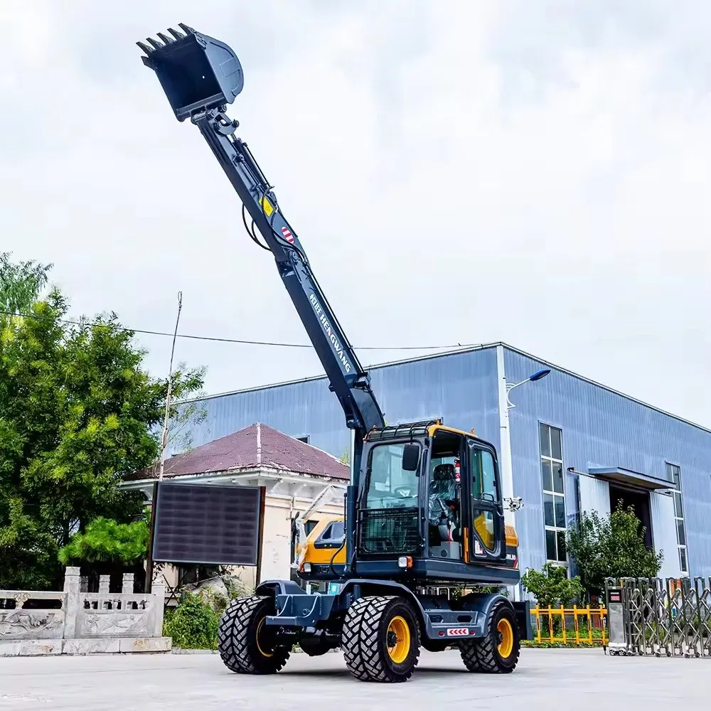 Easy Relocation Compact 6 Ton Wheeled Excavator Hydraulic Long Reach Excavating Machinery Mini Retro Wheeled Excavators