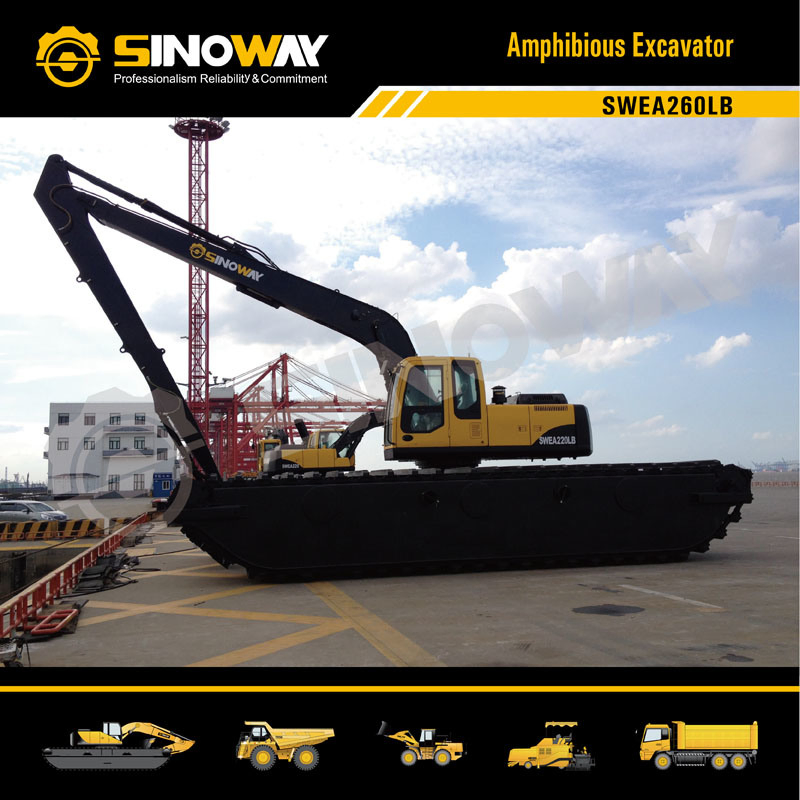 5% off Mini Amphibious Long Reach Excavator with Floating Tank Pontoon and Dredging Pump for Swamp and Water