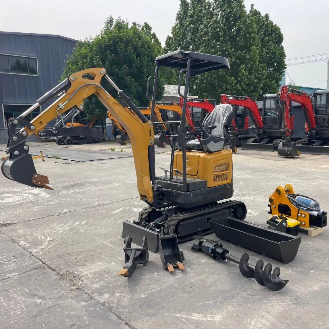 0.8/1.0/1.2/1.5/2/2.8/3/3.5/4 Ton Small Size Compact Hydraulic Mini Excavator with Auger Attachment Bucket for Construction Agricultural Garden Home Use